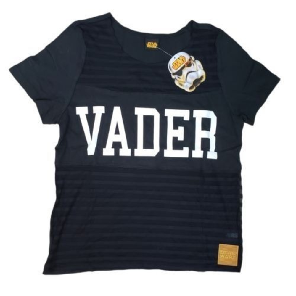 Star Wars Graphic Tee Womens Small Black Vader Stormtrooper T-Shirt Top Retro